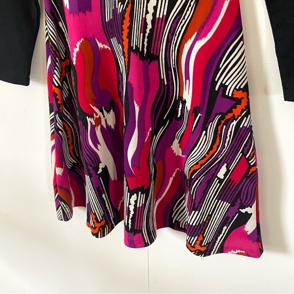 Vintage 60s Psychedelic Print Dress Retro Mod Mini Black Peter Pan Collar Small - Picture 4 of 10